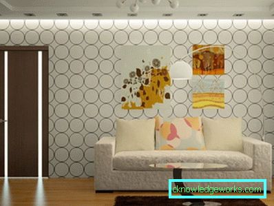 Idée d'un salon design avec papier peint léger